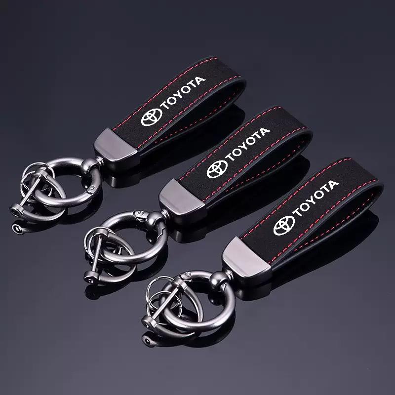 ATH1 Leather Metal Luxury Car Keychain For Toyota Rav4 Prado Corolla CHR Avalon Highlander Tacoma Hilux Avensis Camry Land Cruiser