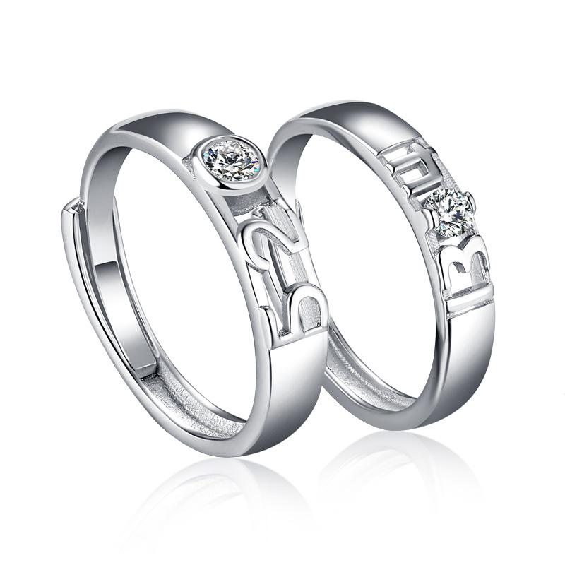 Tonglin S925 Sterling Silver Adjustable Couple Rings - Personalized Wedding Bands for Men & Women.