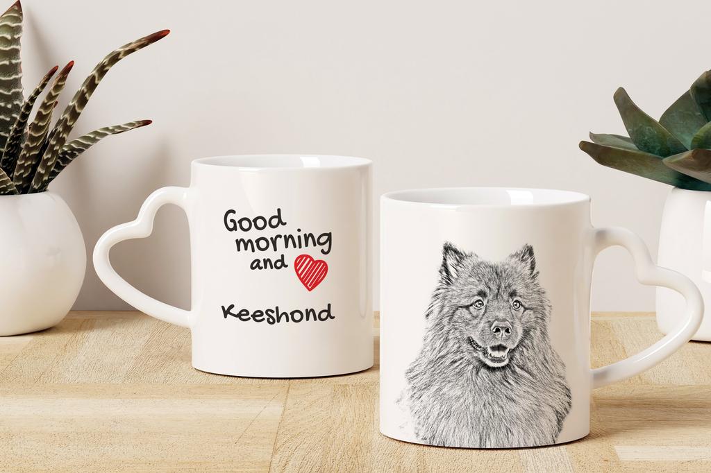 Keeshond, Dutch Barge Dog, Smiling Dutchman, - cup with a dog, adorable cup with a heart-shaped handle, universal gift from the Art-Dog brand