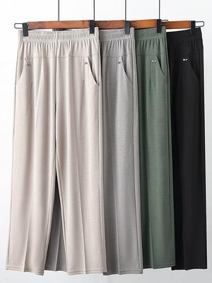 Женские брюки широкого кроя весна/лето с высокой талией, свободные и утягивающие, тонкие, прямые, свисающие, укороченные, повседневные женские брюки лето