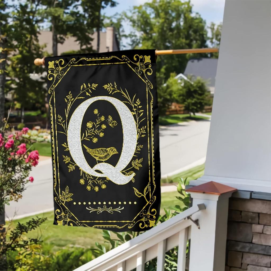 Monogram Q Garden Flag Initial Outdoor Flags Letter Q Flag for Front Yard Porch Lawn Outside Seasonal Garden Flags 12x18 Double Sided