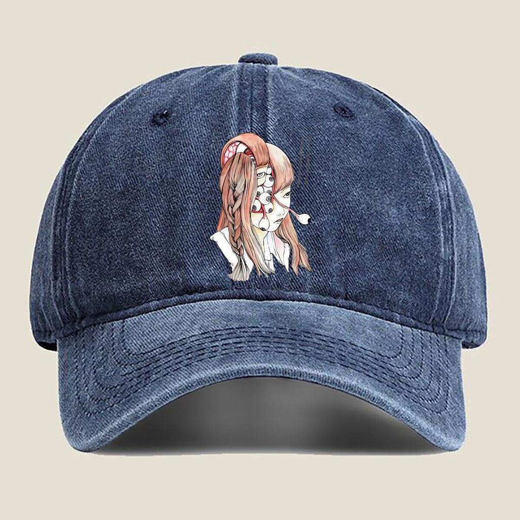 Surreal Girl with Eyes Illustration Fashion Washed Baseball Cap Hat Outdoor Activities