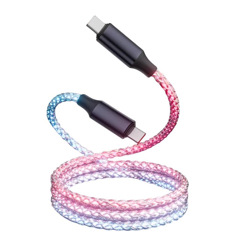 120 Вт Светодиодный RGB USB A на Type-C Кабель для зарядки и синхронизации данных для 17 16 15 Pro Huawei Samsung Oppo