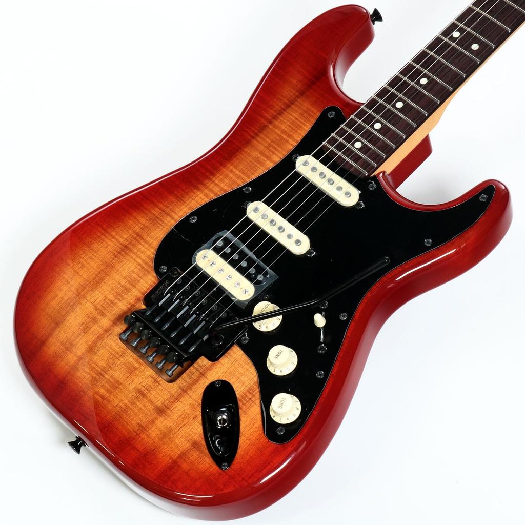Fender /ISHIBASHI FSR MIJ Hybrid II Stratocaster HSS Koa Top Black Hardware