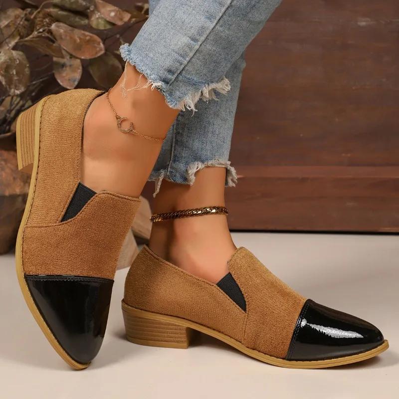 Трендовые Универсальные Туфли-лодочки с Острым Носком в Повседневном Стиле Большого Размера 2025 Мода Высокое Качество Леопардовый Принт Квадратный Каблук Классика Женская Обувь