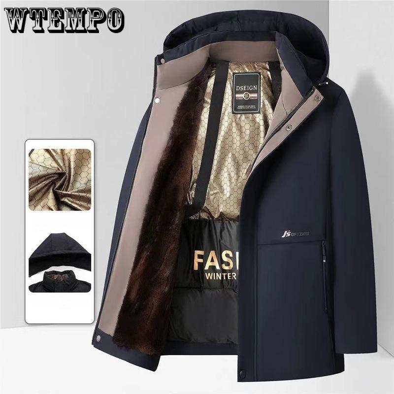 Пуховик с хлопковой подкладкой Мужской средней длины Зимний повседневный пуховик с хлопковой подкладкой Утепленная теплая куртка Мужской топ