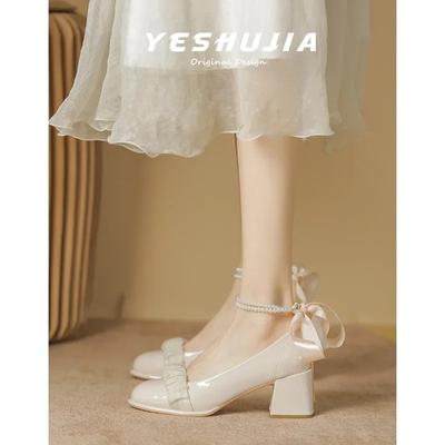 Женские туфли Мэри Джейн Новые Весенне-осенние Сетчатые С бантом-бабочкой На высоком каблуке С мелким вырезом Одинарные туфли На высоком каблуке Zapatos Mujer