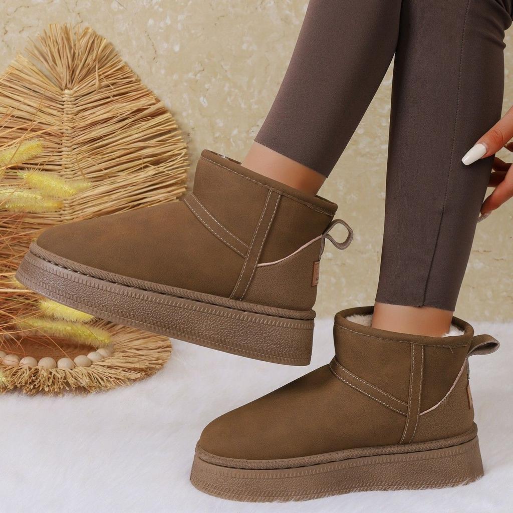 Fur Integrated Thick-soled Snow Boots Women's 2025 New Winter Velvet Thickened Short Tube Pure and Clear