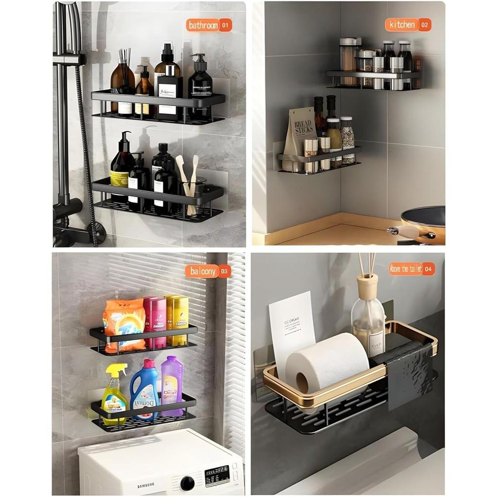 1 шт. Алюминиевая сверхпрочная самоклеящаяся полка для ванной комнаты, Современный стиль, Настенная, Одинарная полка,