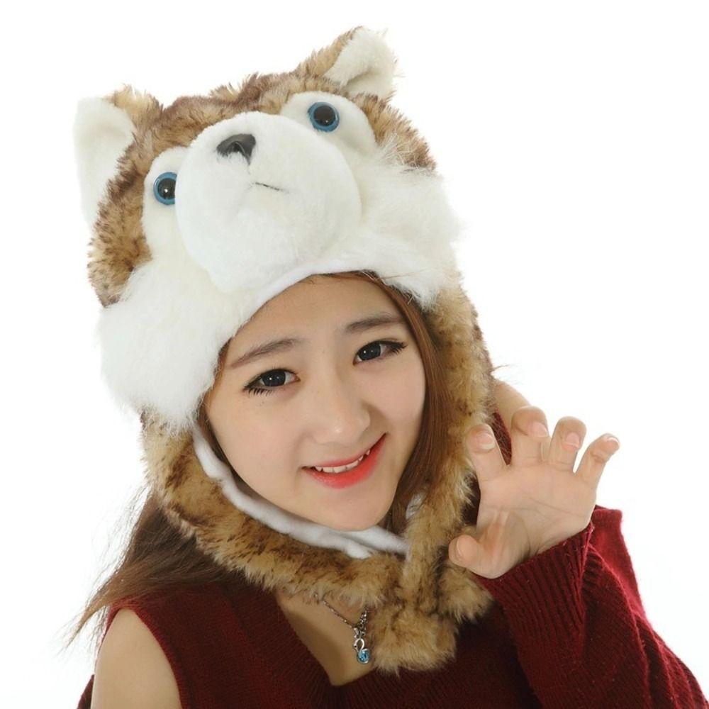 Neck Warmer Plush Moving Hat Animal Movable Ears Airbag Cap Bomber Hat Animal Earflap Hat Winter