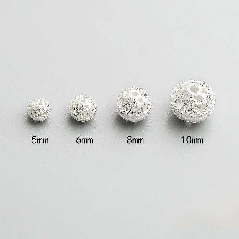 S925 Sterling Silver Retro Hollow Flower Spacer Beads for DIY Bracelets and Necklaces