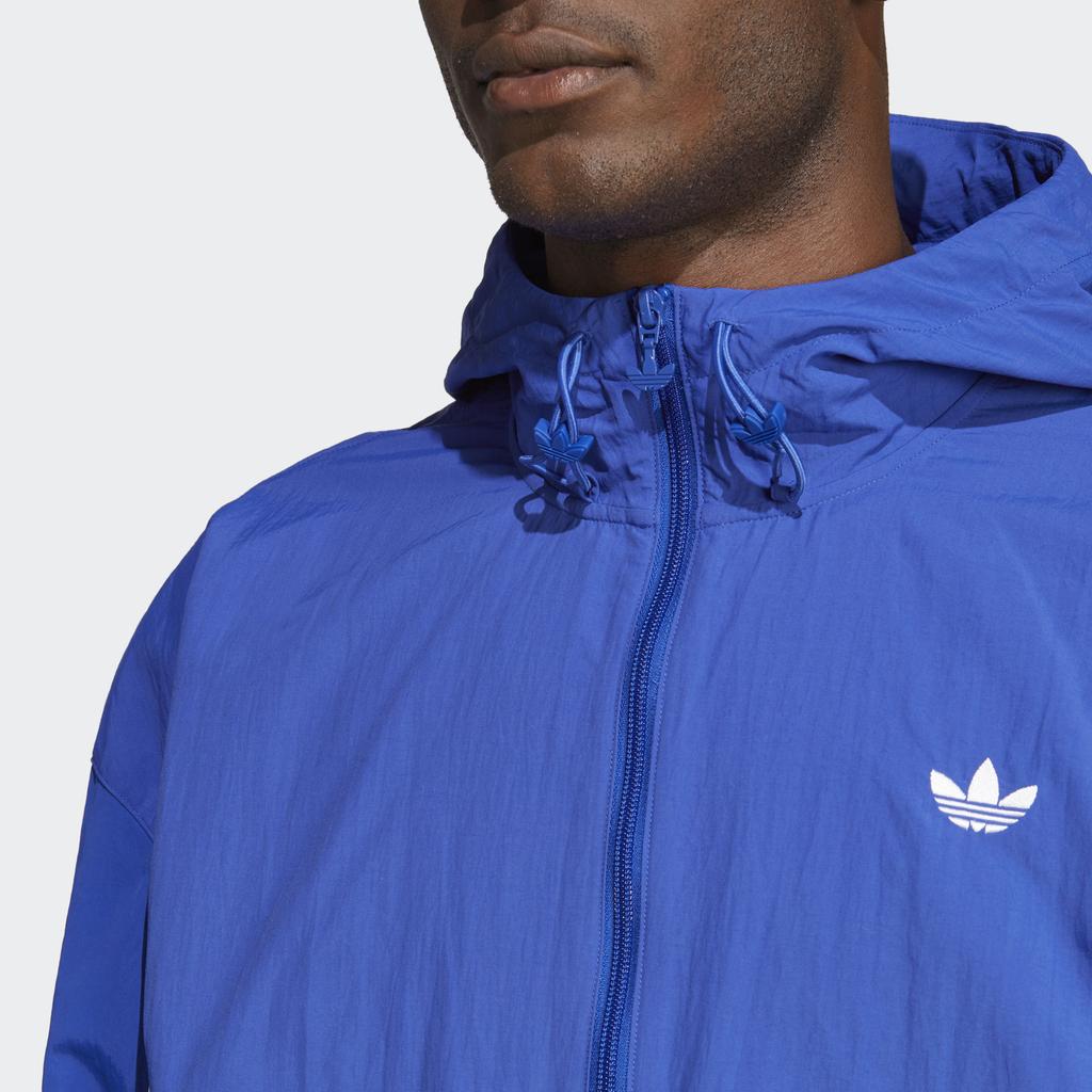 Adidas Мужская куртка Originals Solid Logo с вышитым логотипом на молнии с капюшоном, синяя HR3321