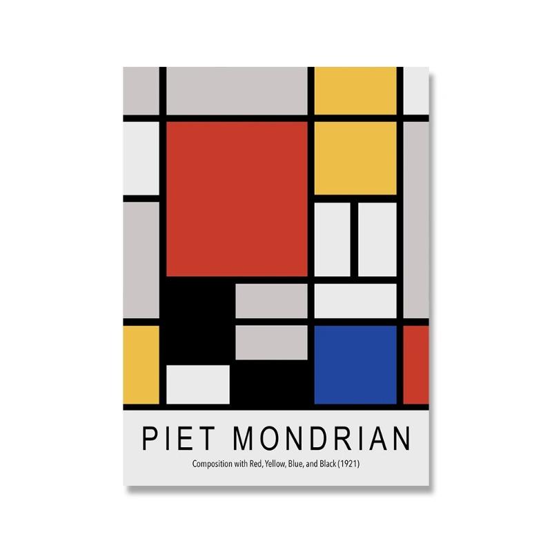 Скандинавский Абстрактный Пит Мондриан Геометрическое Настенное Искусство Холст Постеры Живопись и Принты Настенные Картины для Гостиной Современный Декор