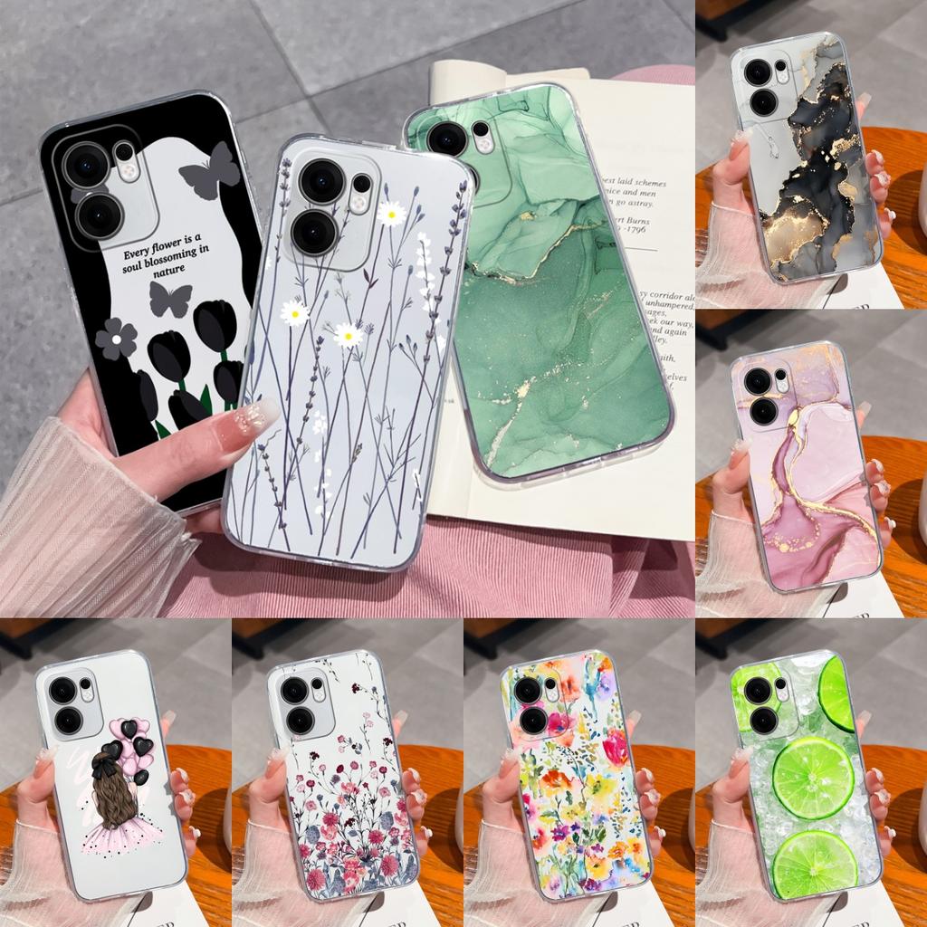 Чехол для Oppo Reno 13F Градиентный Цветочный Прозрачная Крышка для Oppo Reno 13 F 4G 5G Reno13F Funda Мягкие Противоударные Задние Крышки Телефона