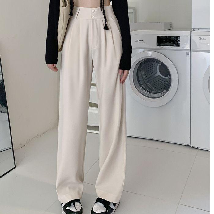 Повседневные широкие брюки для женщин на лето, новые узкие и свободные с высокой талией, большие размеры, универсальные прямые брюки для костюма