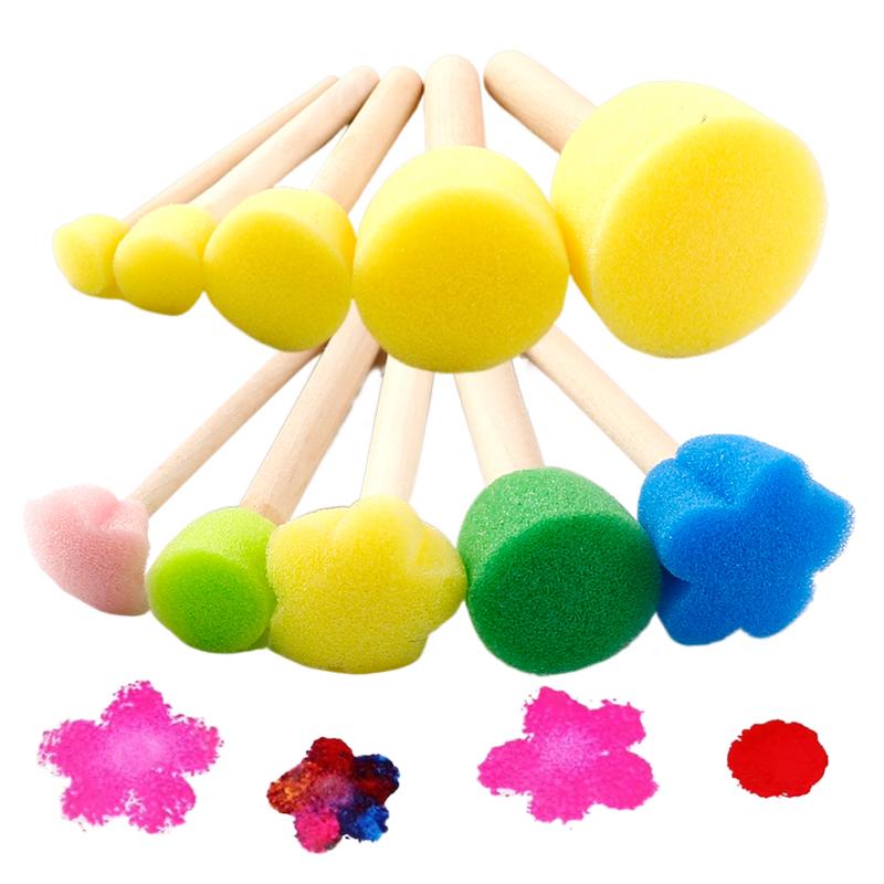 5 шт. Губка для рисования, кисть, форма гриба, гладкая деревянная ручка, инструмент для рисования граффити, художественные принадлежности, мягкая впитывающая TMZ