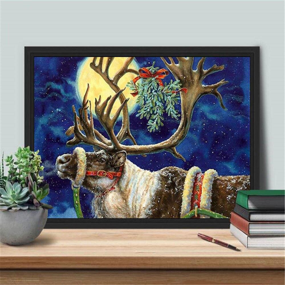 Полная квадратная алмазная вышивка Рождественский олень 5D DIY Алмазная картина Мозаика животное Стразы Картина праздничный подарок