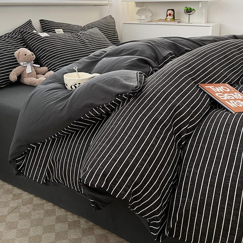 Комплект постельного белья из хлопка с узором в скандинавскую клетку, пододеяльник, наволочка, простыня, комплект постельного белья размера «queen-size» и «king-size»