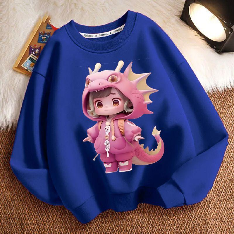 Милые толстовки с круглым вырезом и капюшоном с динозаврами для детей, модные толстовки с длинными рукавами для мальчиков и девочек на весну и осень