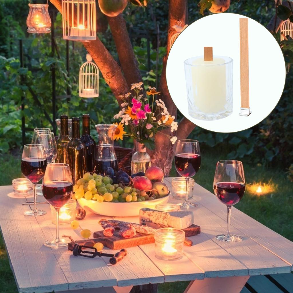 Деревянные фитили для свечей, 10 шт., сердечники для свечей, фитиль из натурального дерева с железной подставкой, деревянный