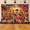 The colorful Mexican Festival of Death spotlight background for birthdays Christmas and Thanksgiving - colorful skulls
