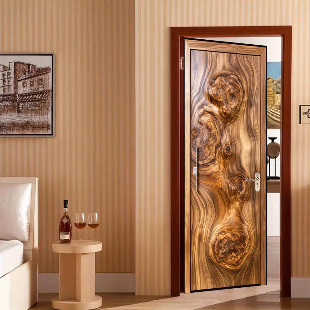 3D Door Decoration Stickers Vibrant Abstract Wood Wallpaper For Living Room Home Decor Bedroom Art Decals