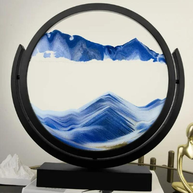 Flowing Sand Painting Art Hourglass Rotatable 3D Round Glass Deep Sea Quicksand Sandglass Modern Home Decoration Sand Clock Gift