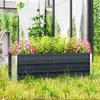 Steel raised garden bed, planter box, flower box, flower pot with gloves, charcoal gray, 125 x 47 x 44 cm
