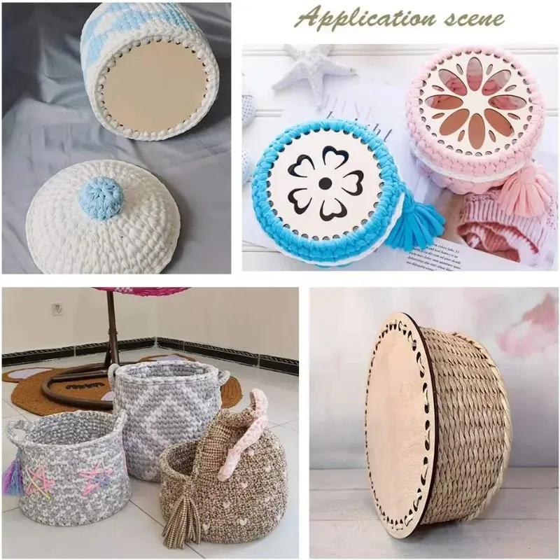 2026 Natural Wooden Basket Bottoms Hollow Crochet Wood Base for Bag Weaving Craft Supplies Making Tool