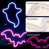 1pc Halloween Bat Ghost Neon Lamp Wall Decorative Night Lights USB Or Battery Powered For Home Bedroom Living Room Decoration