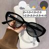 New Trend Pochromic Reading Glasses Anti-blue Light Cat Eye Hyperopia Fashion Color Changing Far Sight Prescription Glasses