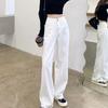 Autumn Spring Denim Pant Women Jeans Vintage Straight Trousers Female White Black Solid Loose Casual Wide Leg Pants