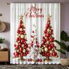 2pcs Luxurious Christmas Lights Print Curtains Set Semi-Sheer Polyester With Rod Pocket For Easy Hanging For Bedroom Living Room