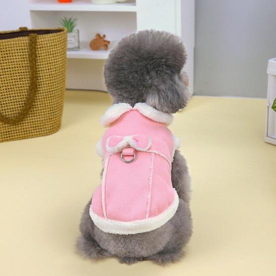 Cute Stylish Pet Cotton Coat Button Closing with Traction Rope Buckle Thickened Small Medium Dogs Tractable Cotton Coat