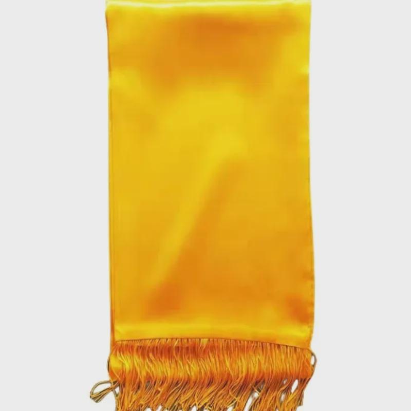 "Yellow Scarf with Family Clan Prints for Ancestors Worship and Festival Celebrations"