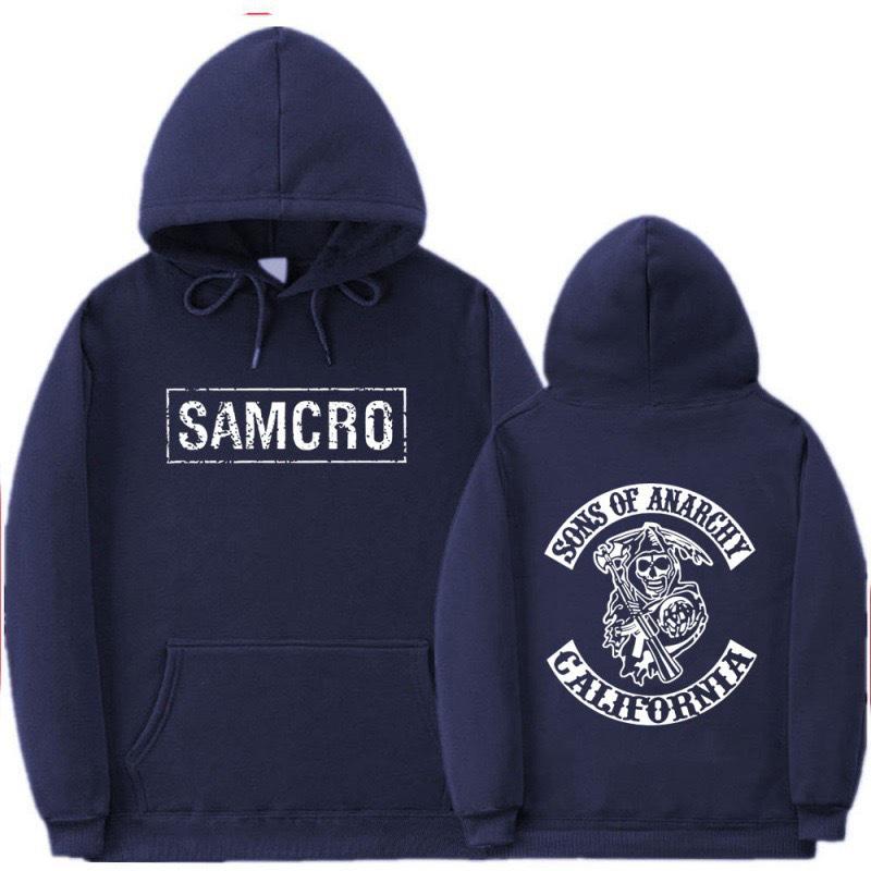 Весна 2025 Худи с принтом SAMCRO для пары, на флисовой подкладке