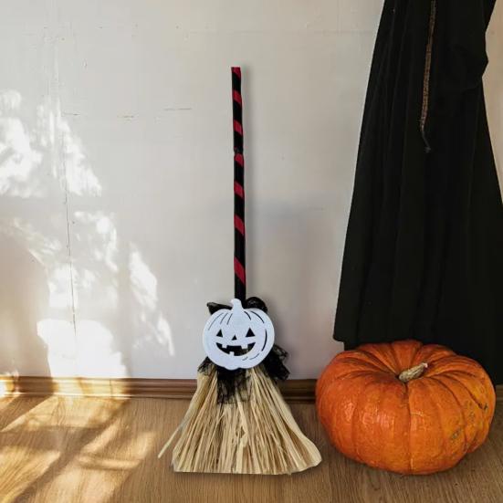 Парящая метла на Хэллоуин высотой 31,5 дюйма, электрическая метла ведьмы, анимированная танцующая метла с LED-подсветкой для домашнего напольного декора