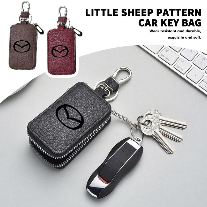 PU Leather Car Key Pouch Auto Key Bag with Zipper Closure For Mazda 2 3 5 6 Axela Atenza Speed 6 CX3 CX4 CX5 CX7 CX8 CX9 MS FF8