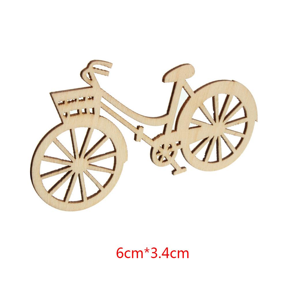 10pcs Wooden Bicycle Bike Cutout Veneers Slices DIY Crafting Ornament Theme Wedd