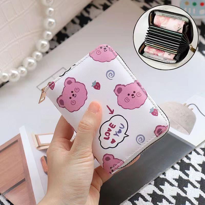 Держатель для карт с героями мультфильмов, милый женский кошелек на молнии, небольшой кошелек на молнии, держатель для карт для женщин