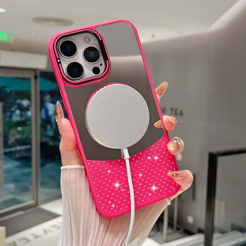 Зеркальный чехол для Samsung Galaxy S23 Ultra/ S23/ S22 Plus/ S21/ S21+ MagSafe Magnetic Fashion Makeup Candy Color Glitter Phone Cover с подставкой