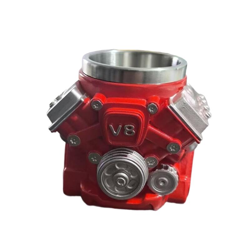 Винтажная кофейная кружка с двигателем V8, смола, персонализированная, двойная изоляция, автомобильная кружка, украшение для стола в гостиной, стакан для воды