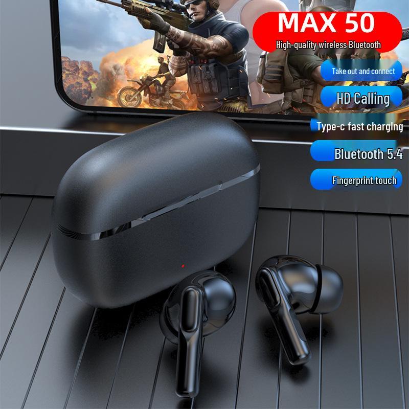 Bluetooth-наушники MAX50 из цинкового сплава с двойным шумоподавлением и сенсорным управлением по отпечатку пальца - Высококачественные беспроводные наушники.