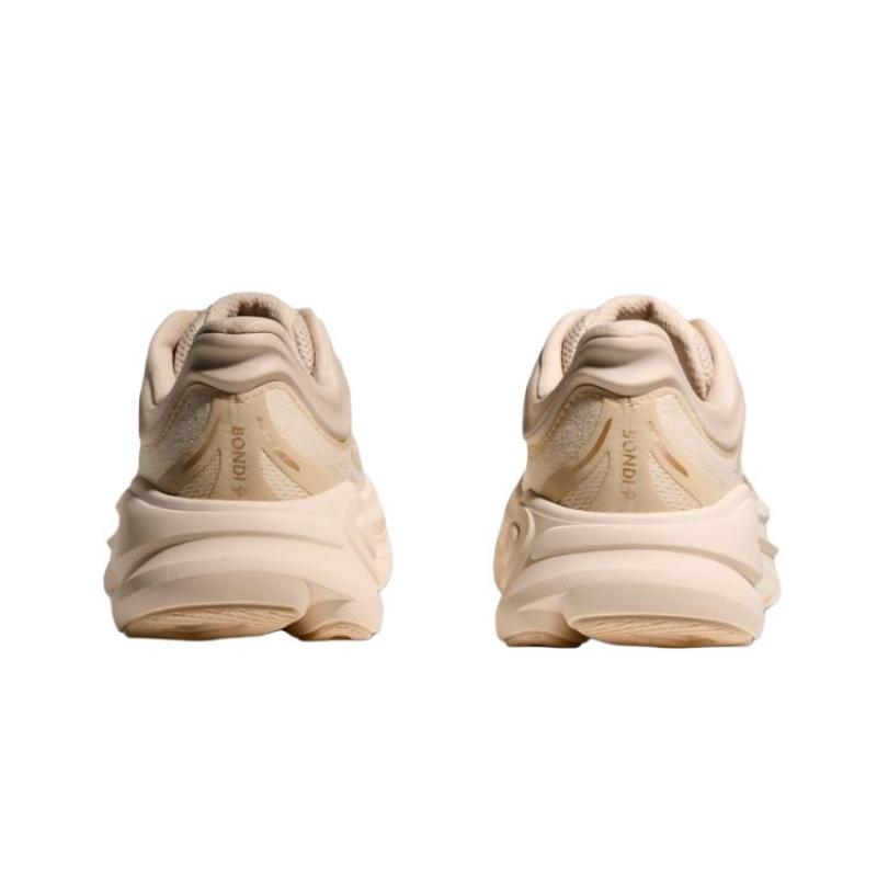 HOKA One One Bondi 9 Устойчивые к истиранию Дышащие Низкие Беговые Кроссовки Женские Бежевые D Ширина Кеды 1162014-VCH