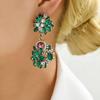Vintage Large Dangle Earring Luxury Design Double Round Crystal Flower Antique Unusual Earrings For Women Charm Pendant Jewelry