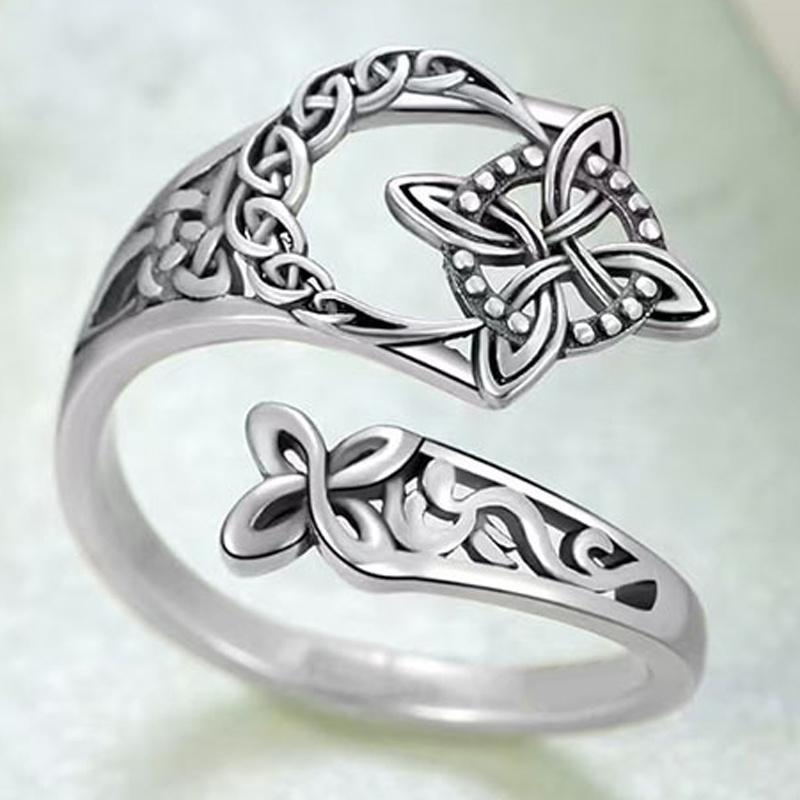 Women's Adjustable Celtic Knot Ring Vintage Witch Knot Open Ring Irish ring Jewelry gifts