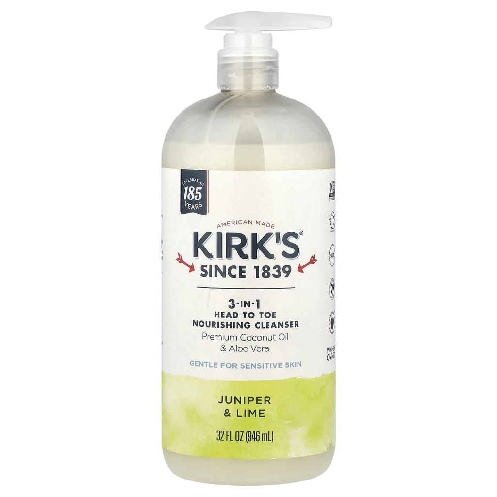 Kirk's 3-In-1 Head To Toe Nourishing Cleanser, Juniper & Lime, 946 Ml (32 Fl Oz)