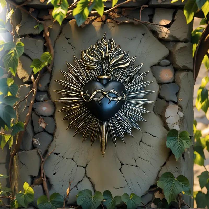 Gothic Sacred Heart Wall Plaque Statue Resin Gothic Wall Art Catholic Wall Hanging For Church Religious Home Decor Gifts