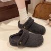 Woolen Bag Head Half Slippers Women Wear Autumn and Winter New Versatile One-pedal Velvet Thermal Cotton Shoes