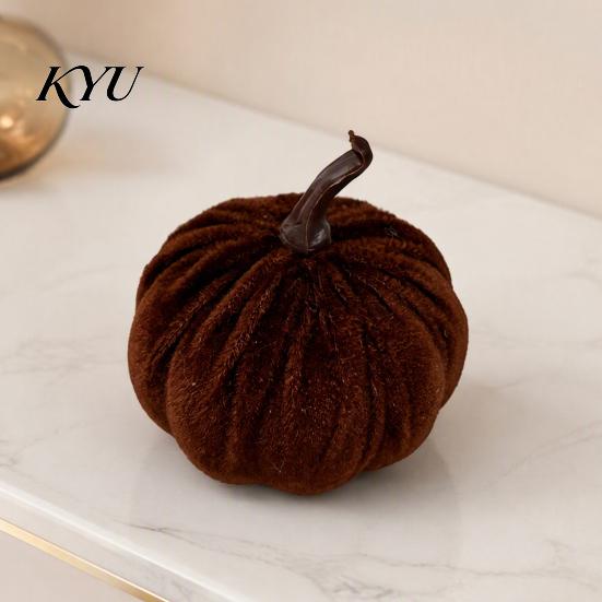 Soft Flannel Pumpkin Props Small Artificial Velvet Decoration, Fall Thanksgiving Stuffed Simulated Ornament, Autumn Harvest Tabletop Centerpiece
